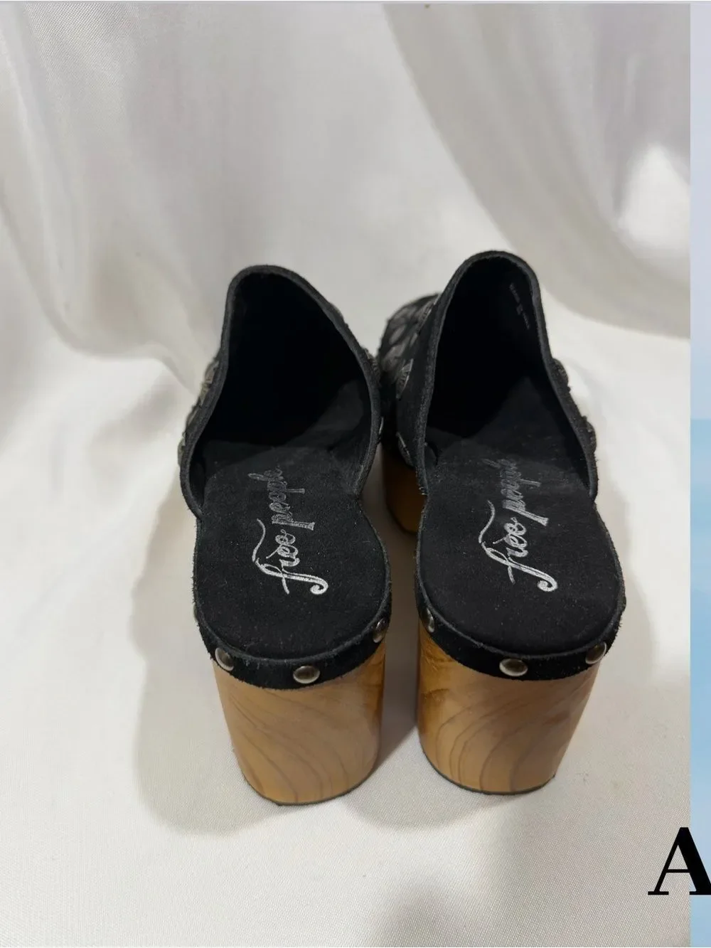 Free People Claudia Black Studded Leather Clog Heels Size 40 New